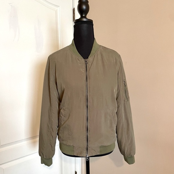 Jach’s Girlfriend New York Women’s Olive Bomber Jacket Size S Military Army - Picture 1 of 9